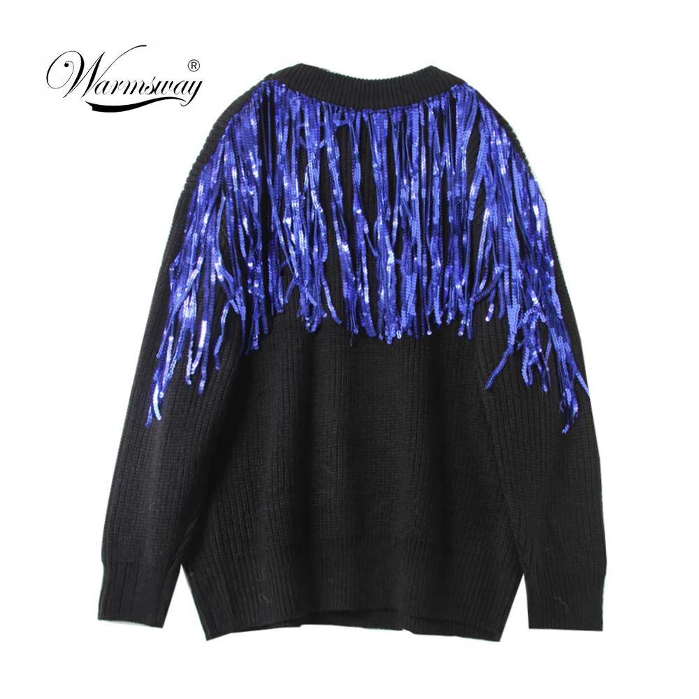 2018 Fall Winter sequin new sweater top fashion women clothing slim pullovers oversized big jumper C-426