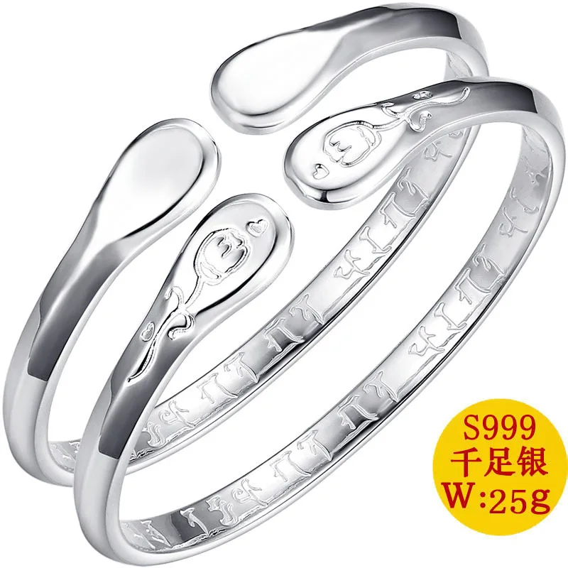 

2019 New Hot Sale Women Alexandrite Rose No Bangle S999 Fine Bracelet Sterling Openings Carnation Fashion Smooth Glossy Rose