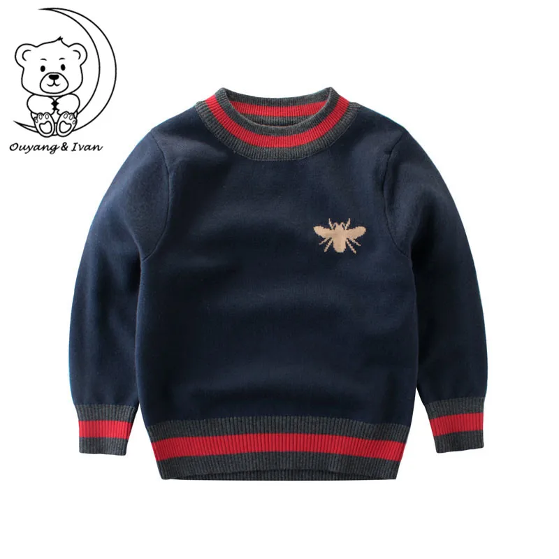

Ouyang&Ivan Bee Pattern Casual Style Autumn Knitted Boys Sweaters Students Children Clothes O-neck kids Thick christmas sweater