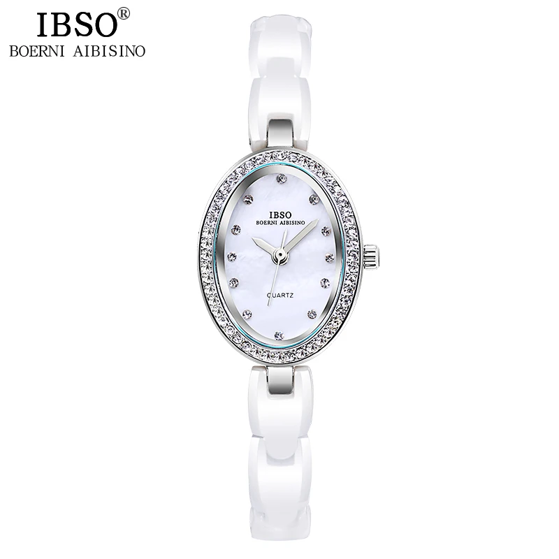 

IBSO Top Brand Quartz Women Watches 2017 Luxury Quality Ceramic Strap Watch Women Fashion Crystal Diamonds Ladies Watches