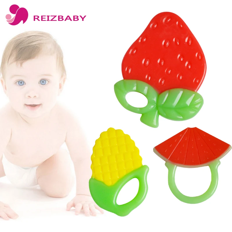 REIZBABY 3Pcs/set Infant Baby Teethers Fruit Vegetable Teething Toys