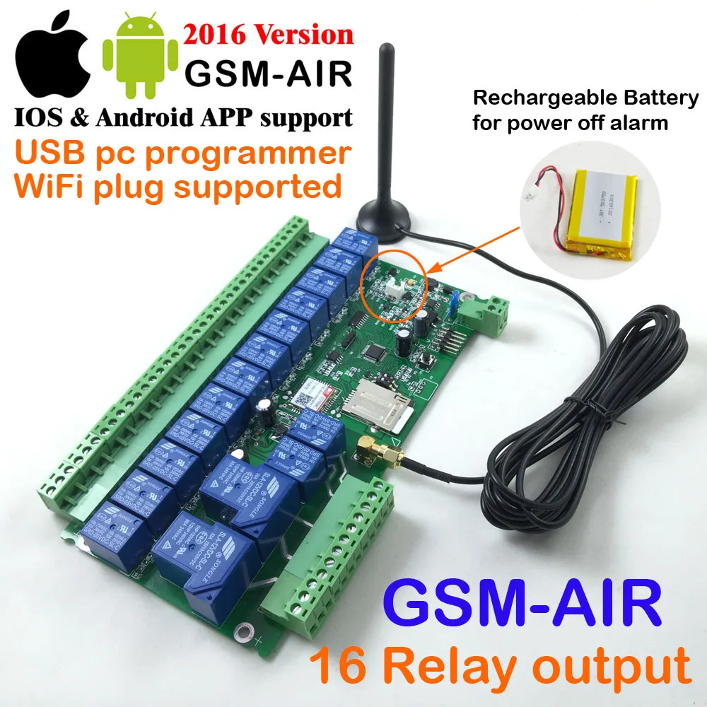 Buy New Version 1pcs 16 Relay GSM controller Battery
