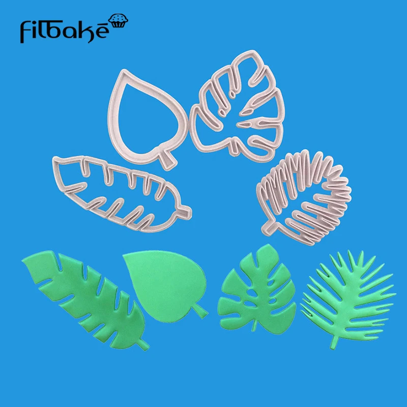

FILBAKE 4Pcs Tropical Leaf Fondant Mold Cake Decorating Supplies Molds For Cakes Clay Sugarcraft Chocolate Tools Cookie Cutter