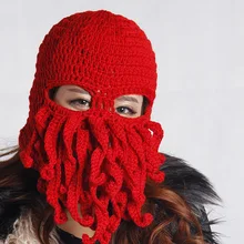 Ручной работы забавные животные Cthulu бороды щупальца Осьминог Cthulhu вязаная шапка бини шапка Ветрозащитная маска Мужская Женская Подарочная шапка на день рождения