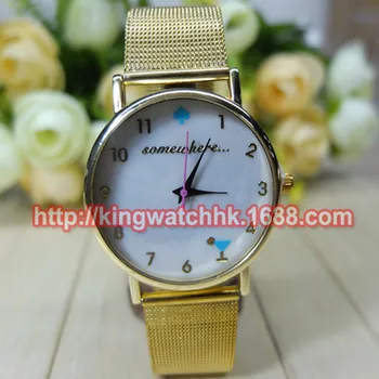 

DHL free, 100pcs/lot, Newest Mother of Pearl Dial Watch Somewhere Watches for ladies Women Quart Stell Belt Quartz Watch
