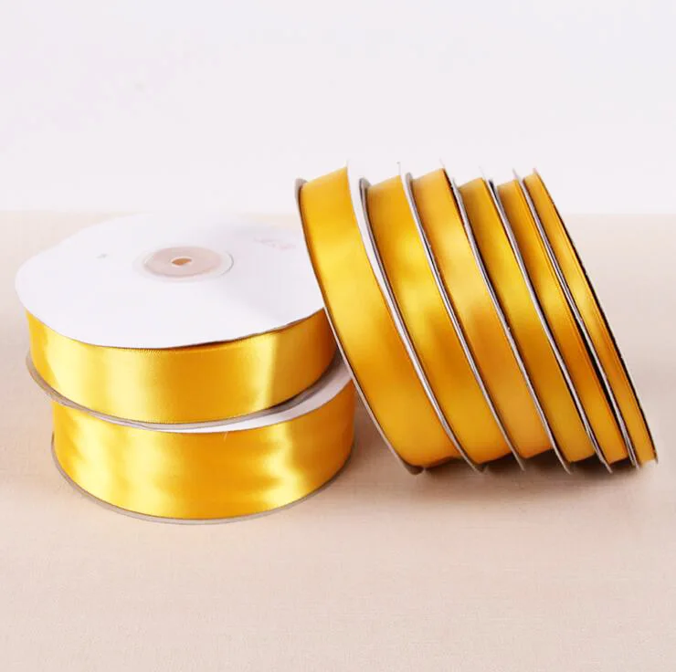 Luxurious Gold Yellow Silk Satin Ribbon - 25 Yards for Elegant Decorations & Gift Wrapping