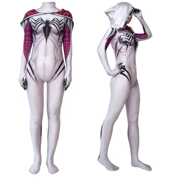 Women Girls Venom Spider Gwen Stacy Cosplay Costume Spider Zentai Superhero Bodysuit Suit Jumpsuits