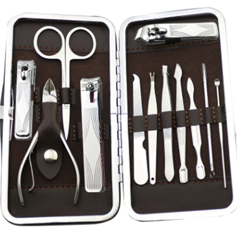 12 Pcs/Set Nail Art Manicure Tools Set Nails Clipper Scissors Tweezer