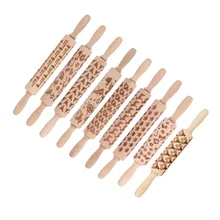 Рождественский Узор Деревянные Роллинг булавки печенье торт пирог декоративные инструменты рождественвечерние Вечеринка Кухня Еда десерт печать Роллинг булавки