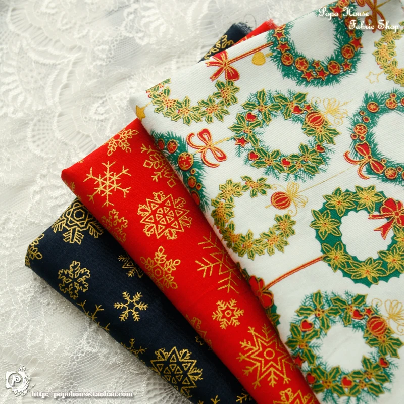 

160 x 50cm Christmas poetry volume twill cotton fabric, DIY bedding cloth decoration Environmental printing 200g/m