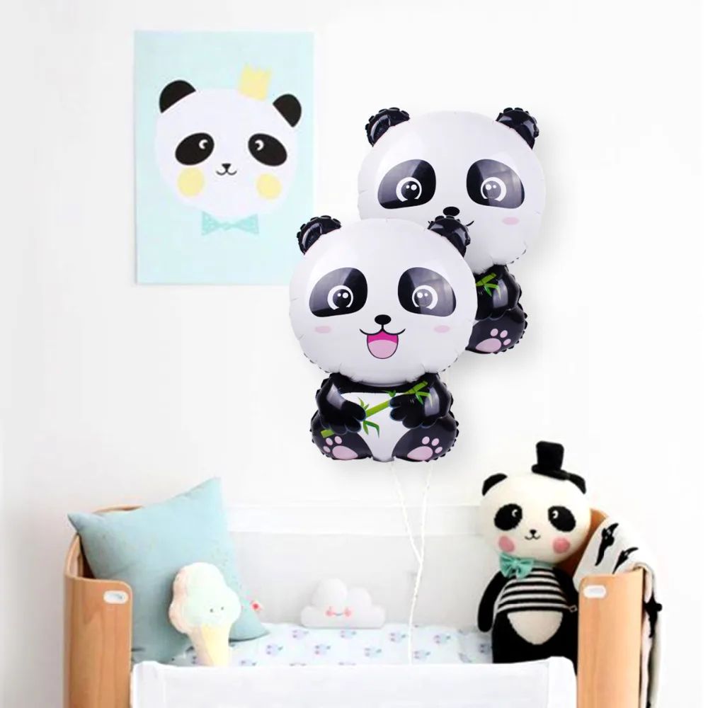 Huiran Cute Panda Balloon Happy Birthday Balloons Air Party Ballons Birthday Party Decor Kids Favors Animal Black Baloons Balls