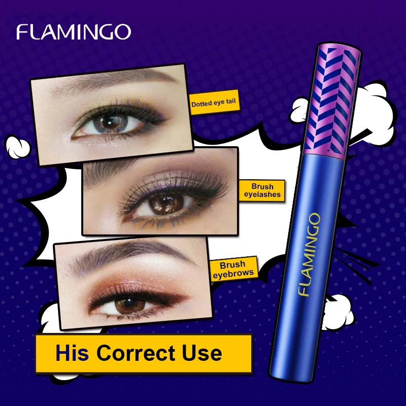 

Flamingo Brand Mascara Thick Lengthening Mascaras Navy Blue Color Natural Fibers Waterproof Curling Eyelash Cosmetics 61292