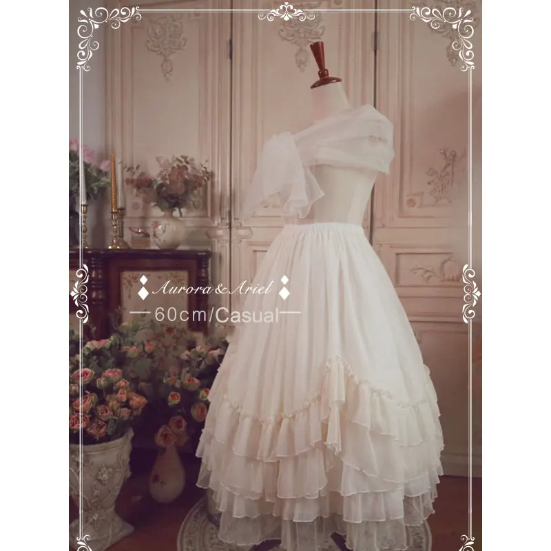 Lolita Underskirt Casual Lolita Petticoat 60cm White Organza Pettiskirt Midi A line Under Skirt