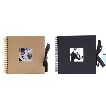 

Scrapbook Album, 10 inches Black Photo Collection with Photo Opening and Gift Bow Knot, 40DIY Pages Craft Papes for Wedding, Va