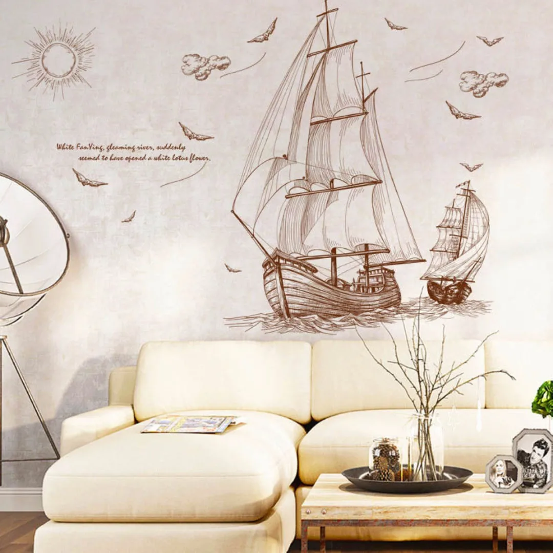 DIY Removable Pirate Ship Sailing Wall Sticker Vinyl PVC Decal DIY Art Home Decor