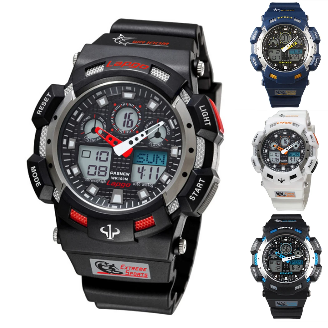 Chigu Quartz Smart Watch100m Men 3 Colors Dual Display Waterproof Watch Alarm Clock Outdoor Sport Modern | Электроника