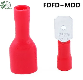 

100PCS FDFD1.25-250 Red Spade Insulated Electrical Crimp connect Terminal