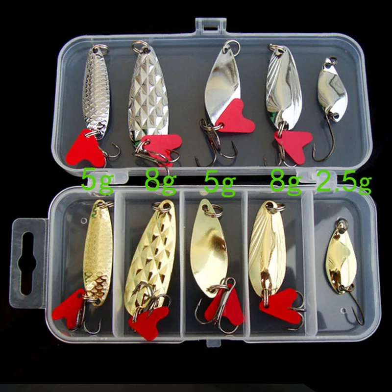 

10 Pcs Metal VIB Fishing Lures Bass Spoon Crank Bait Saltwater Tackle Hooks with Box WHShopping