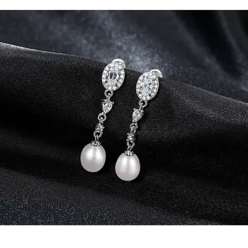 

New design Charm freshwater pearl Earring S925 sterling silver Earrings women drop earrings fashion jewelry Free shipping