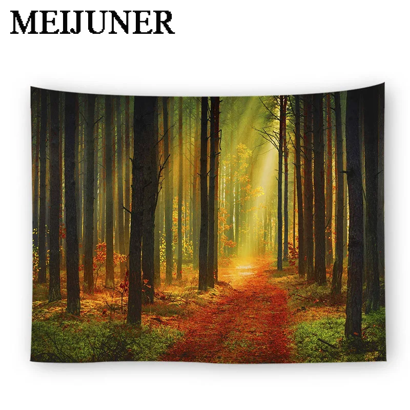 

Meijuner Forest tapestry landscape printed Floral tapestry Wall Hanging Blanket home Scenery tapestry Yoga Mat Wall Decor MJ157