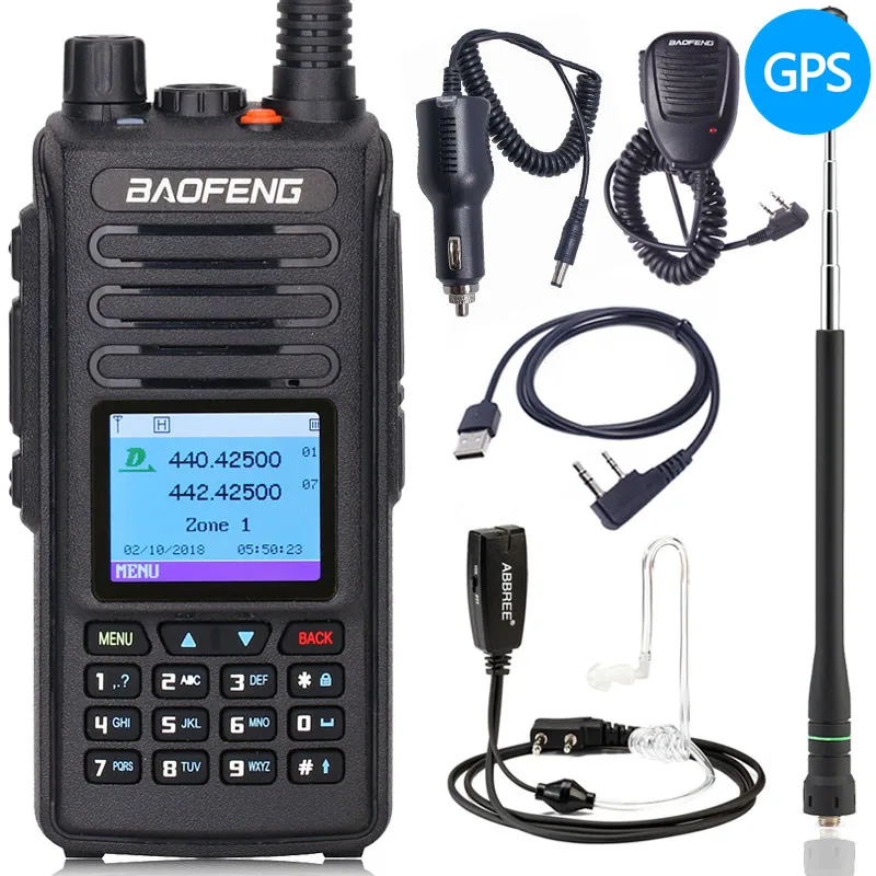 Baofeng DMR DM-1702(gps) Двухдиапазонная рация 136-174 и 400-470MHz Dual Time slot Tier 1& 2 цифровая/аналоговая двухсторонняя рация - Цвет: With GPS