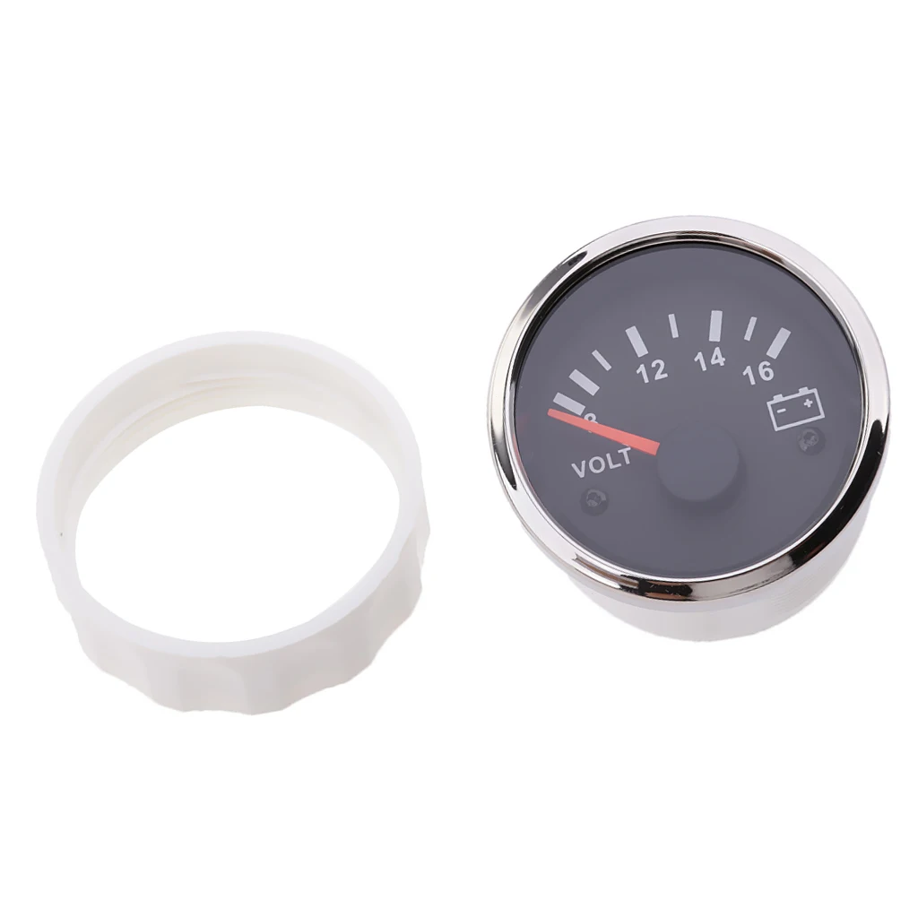 

2'' 52mm 8-16V Car Truck Voltage Meter Gauge Red Face LED Light Voltmeter 12-volt internal lighting