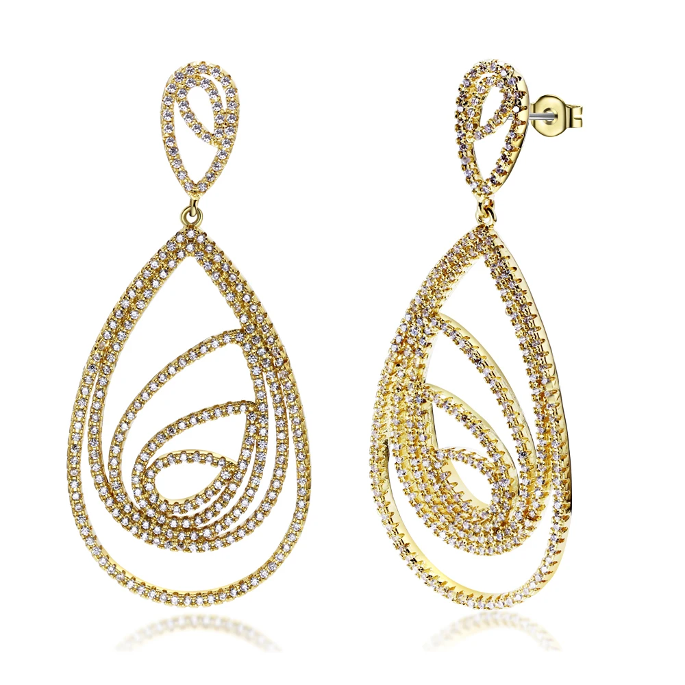 Female Stunning Zircon Water Drop Jewelry Great Big Earring for Women New Statement Earrings