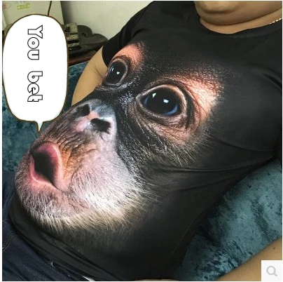 Funny 3D Gorilla Animal Printed Tee Shirt for Summer Fashion: Hip Hop Streetwear Tops for Men in Plus Sizes S-6XL image 3