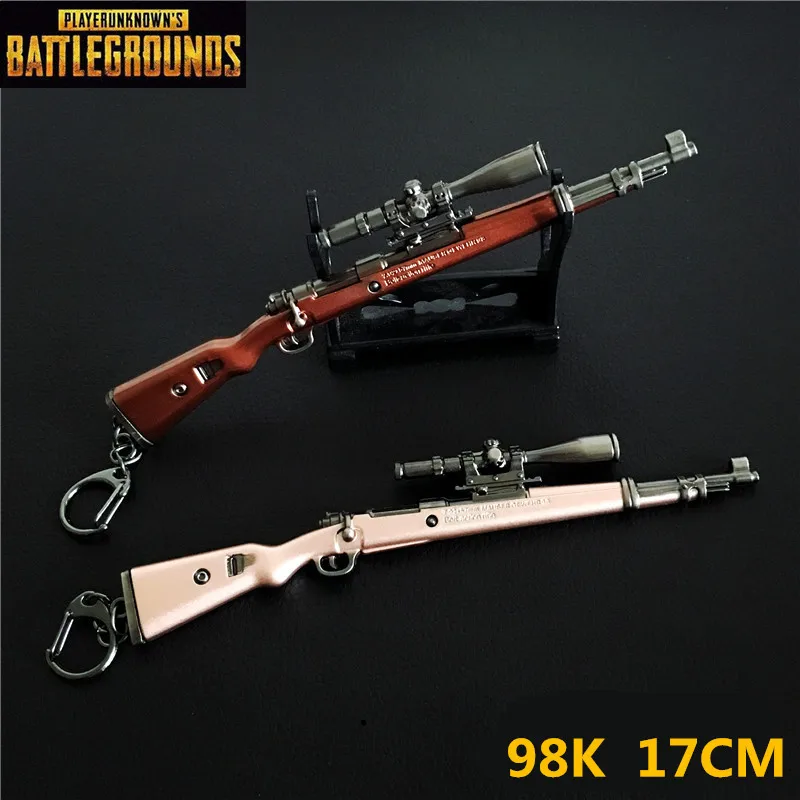 

Game PUBG 98K Scar Weapon Gun Model New Arrived 17CM Keychain Of High Quality Key Chain Game Lover Gifts
