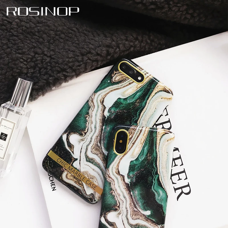 

ROSINOP Luxury Marble Case For iphone 7 Case 6 8 plus Original Soft TPU Fitted Cases For iphone xs max x xr Protective Cover