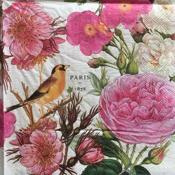 

Decoupage wedding servilletas vintage table napkins paper elegant tissue pink flower bird birthday party beautiful decor 20 3-pl