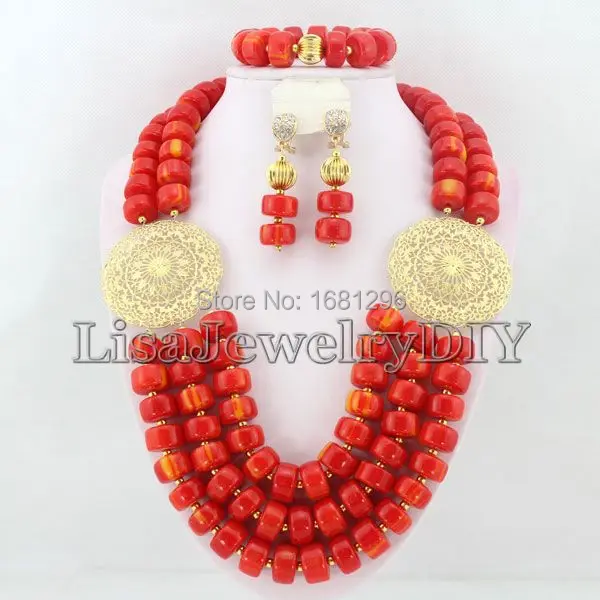 

Африканские коралловые Бусины Ювелирные наборы нигерийские Свадебные африканские Свадебные ювелирные изделия набор Бесплатная доставка HD0613