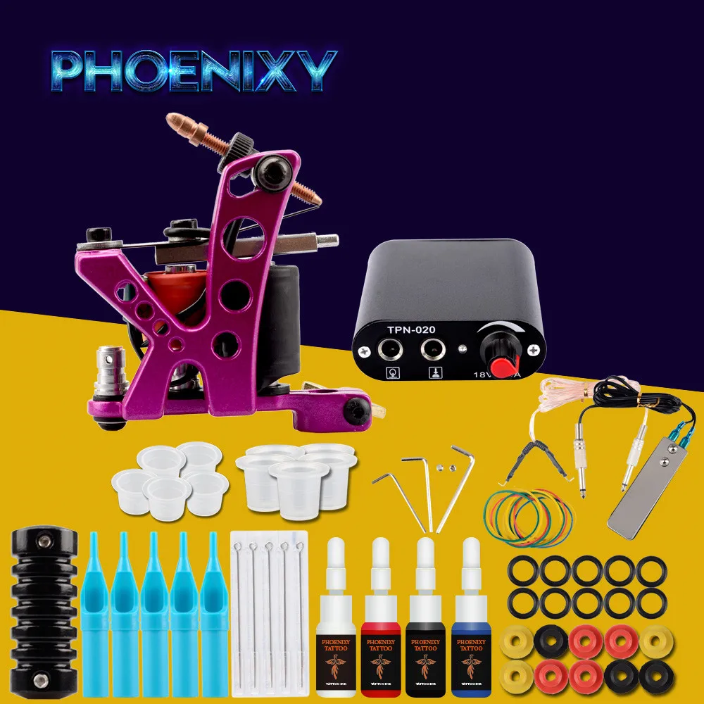 

Starter Tattoo Machine Kit One Tattoo Gun Tattoo Supplies Complete Immortal Inks With Power Supply Tattoo Kit Permanent Makeup