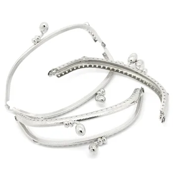 

10Pcs Silver Tone Clutch Coins Purse Metal Arch Frame Kiss Clasps Clips Lock Handbag Handle 12.5cm