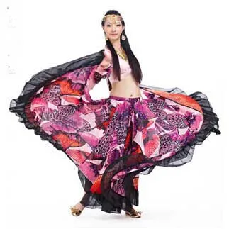 

Newest style imprint flower Skirt for dancing and stage show fashion belly dance costume Skirt hot-selling
