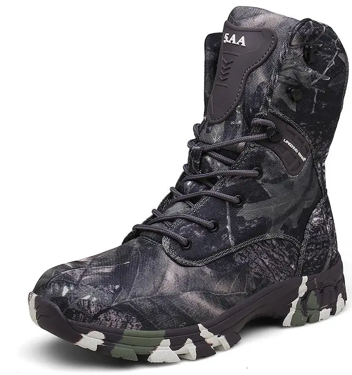 Мужские тактические Спортивные походные кроссовки, мужские Нескользящие водонепроницаемые охотничьи походные ботинки высокого качества - Цвет: Gray camouflage
