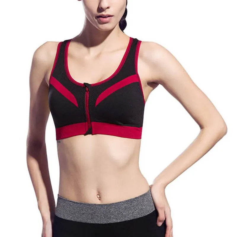 New Top Female Zipper Sports Bra Push Up High-Precision Underwear Sports Fitness Jogging Women's Yoga Sports Top