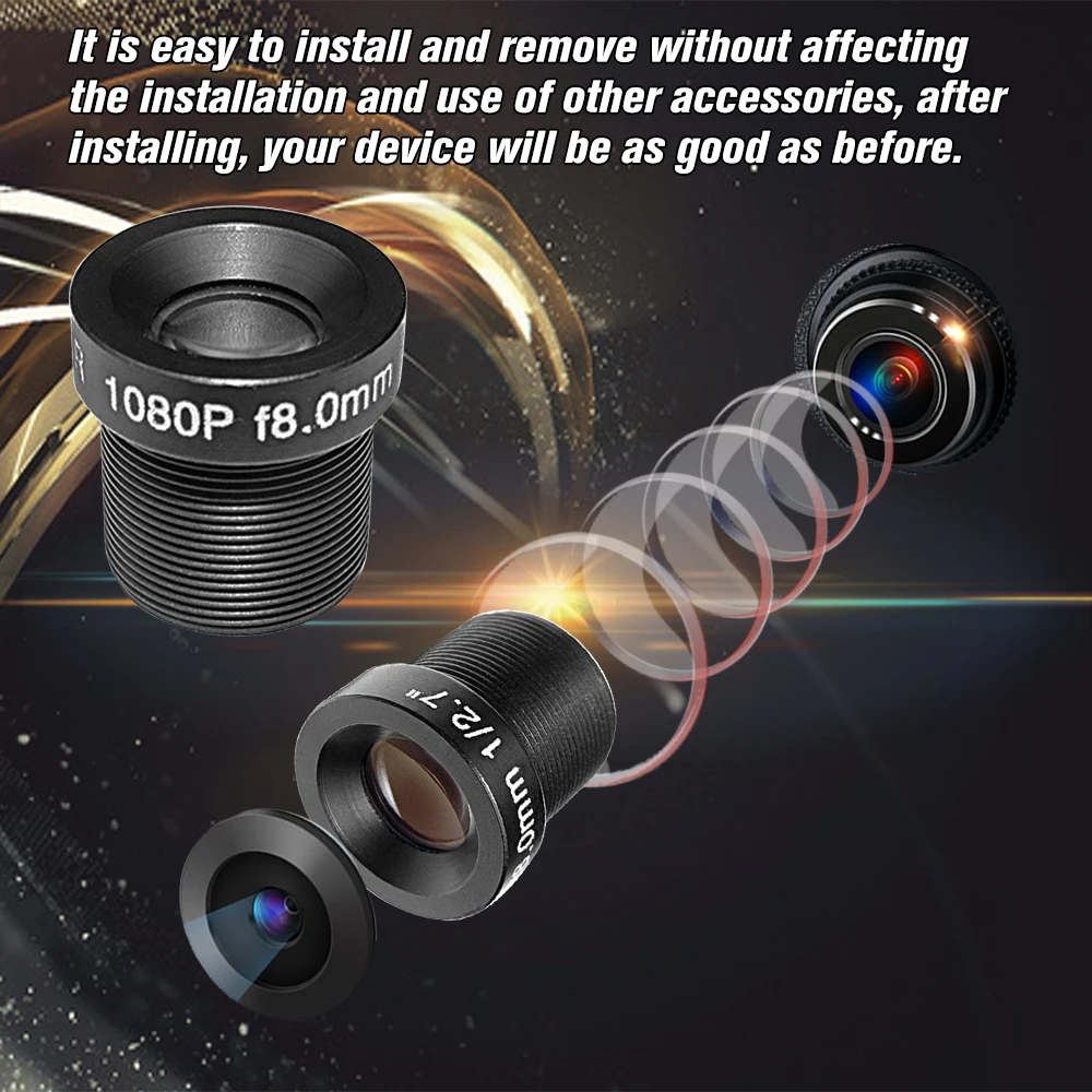 

IP Camera Lens HD 2.0Megapixel 2MP 8mm M12 CCTV Board Lens F2.0 Fixed Iris M12*P0.5 1/2.7" Image Format 25 Degrees Viewing Angle
