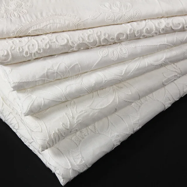 White breathable cotton embroidered fabric the cloth dress fashion