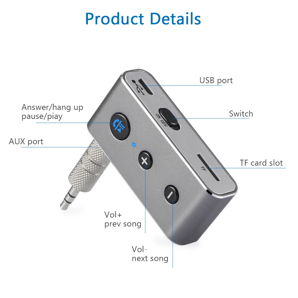 Onever беспроводной Bluetooth Aux аудио приемник адаптер Handsfree автомобильный комплект 3,5 мм разъем Aux Bluetooth 4,2 Hands Free музыкальный приемник