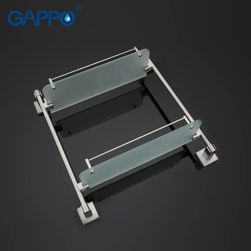 Preise GAPPO Top Qualität Wand Montiert Bad Regale Bad Glas Doppel regale toilette regal Hardware Zubehör G1707 2