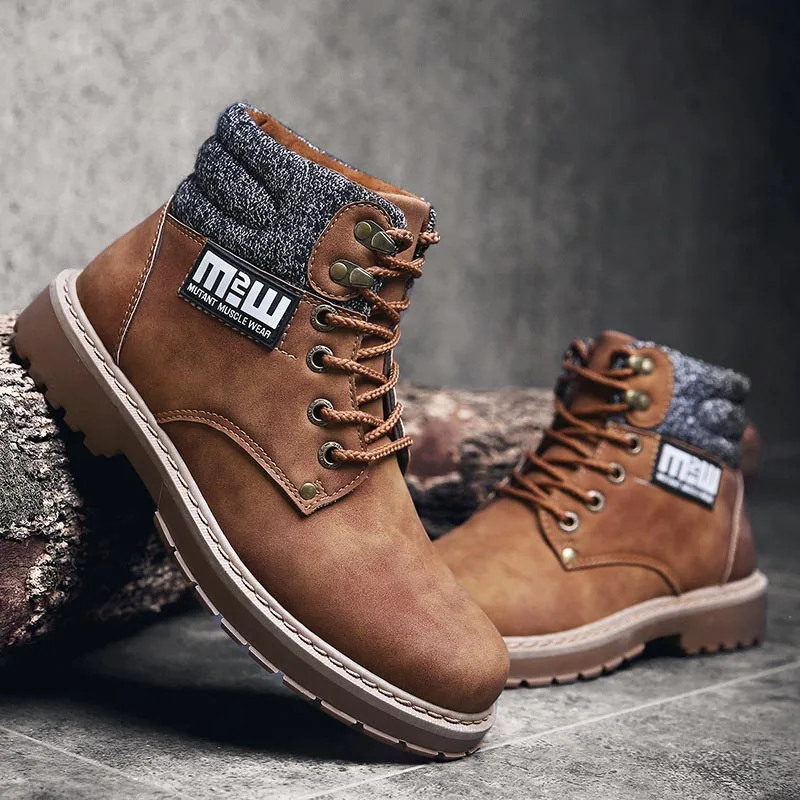 

Masorini Newest Keep Warm Winter Boots Men Fashion Working Men Boots High Quality Pu Leather Wear Resisting Casual Shoes WW-846
