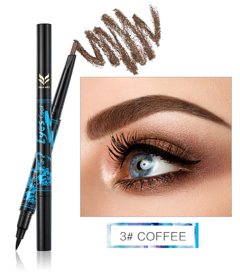 HUAMIANLI бренд 5 цветов двойной конец 2 в 1 карандаш для бровей+ черный Жидкий глаз Lliner ручка для макияжа водостойкий устойчивая косметика