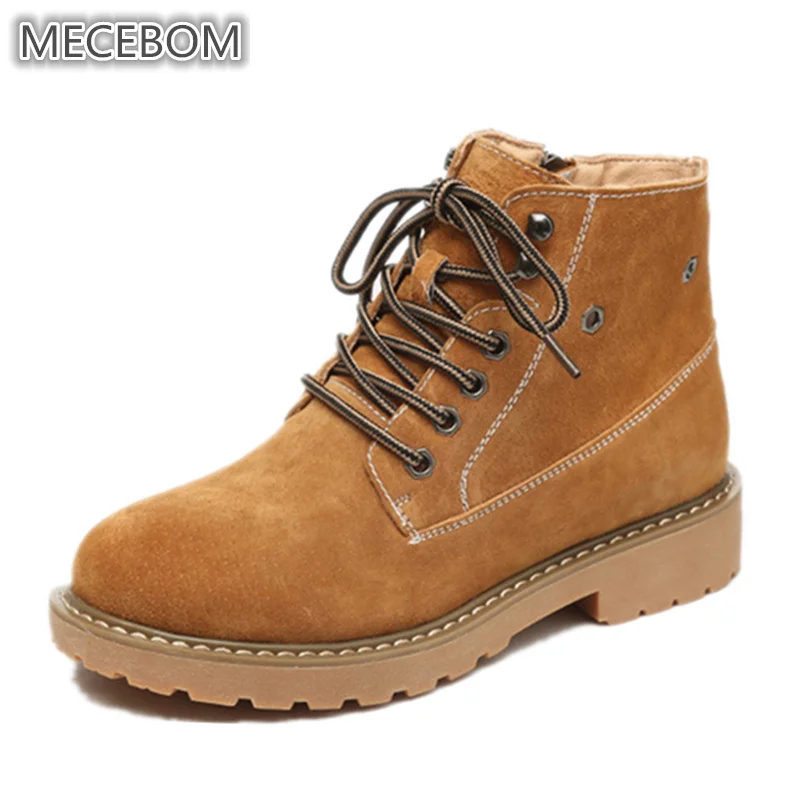 

Fashion Autumn Women's Boots Comfortable Pigskin Leather Shoes For Female Lace-up Lady Shoes botas size 35-40 a803w