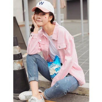 

2017 new spring South Korean romantic pink single-breasted jacket lapels