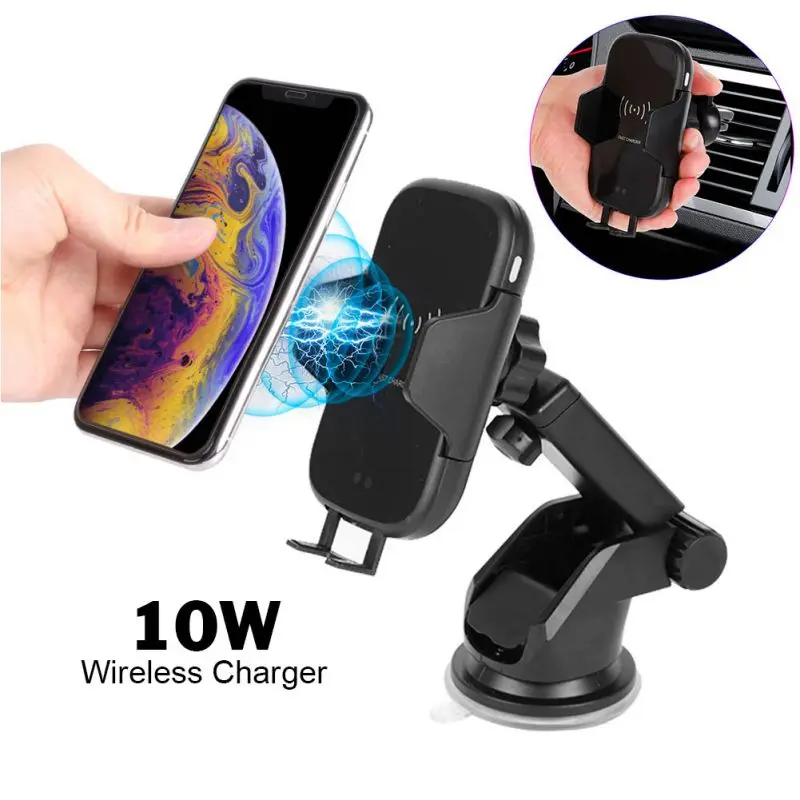 

10W Qi Car Wireless Charger For iPhone Xs Max Samsung S10 Intelligent Infrared Fast Wirless Charging Car Phone Holder