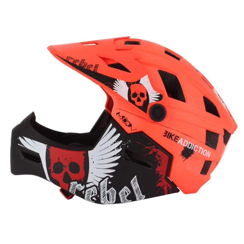 MOON 2 в 1, велосипедный шлем для мужчин, женщин, детей, горный велосипед, MTB DH, велосипедные шлемы - Цвет: Красный