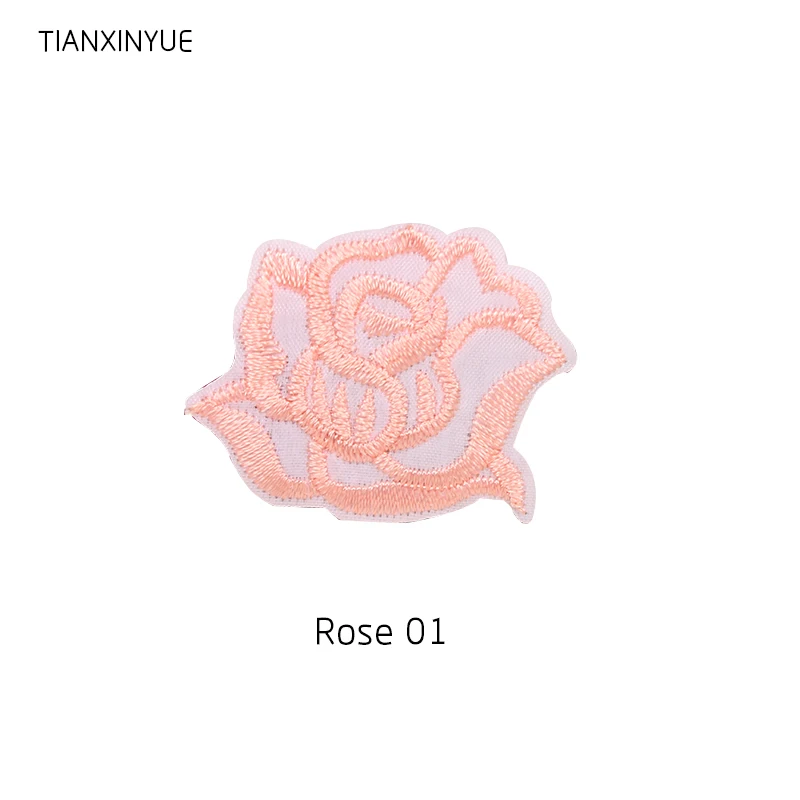 TIANXINYUE нашивки 10 шт. нашивки в виде розы на железе DIY вышитые аппликации пришить наклейки для одежды сумки фруктовый мотив - Цвет: Rose01