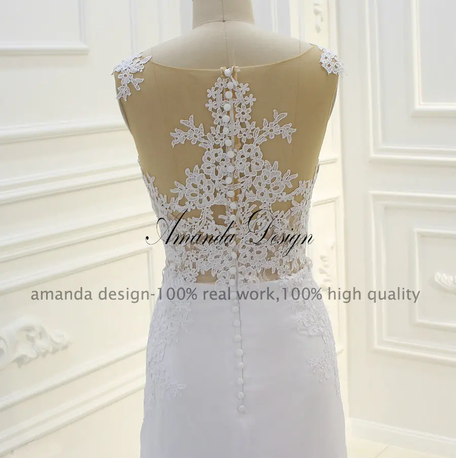 Новые простые элегантные свадебные платья футляры Amanda Novias с шифоновым шлейфом
