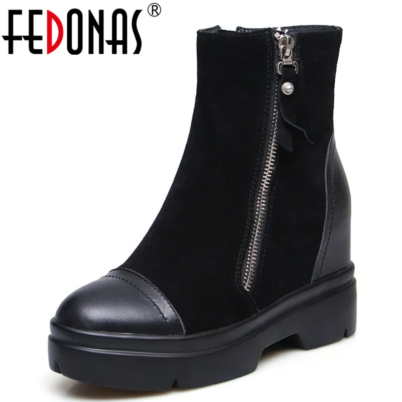

FEDONAS Fashion Brand Women Ankle Boots Platforms Short Martin Shoes Punk Cow Suede Night Club Boots Female New Winter Shoes